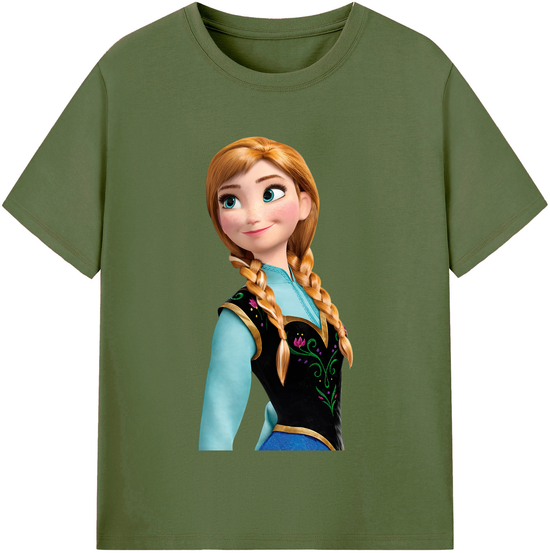 （画像用） アナと雪の女王 アンナ エルサ Frozen Anna Elsa 綿100％半袖Tシャツ（フロントプリント）